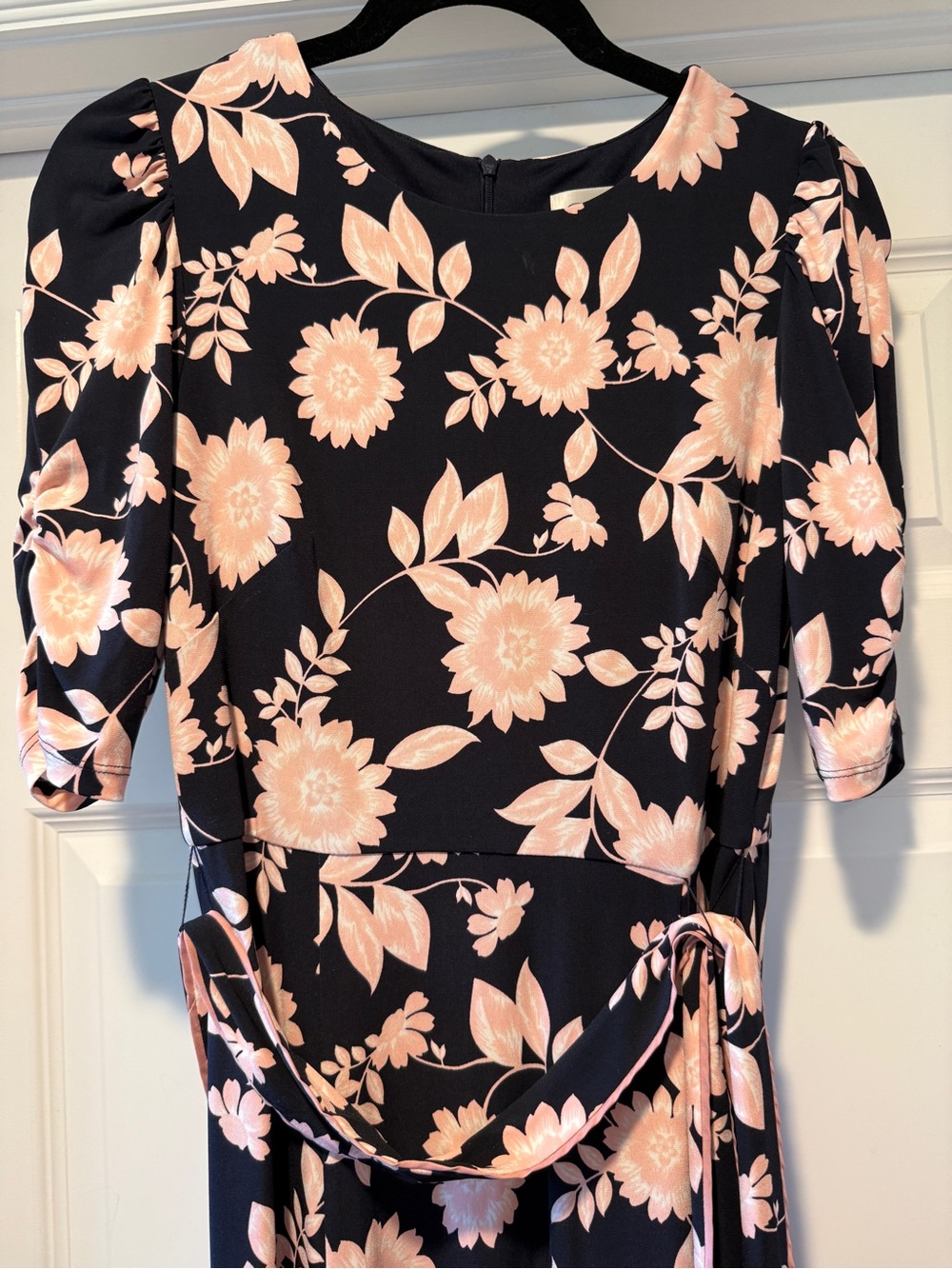 Eliza J Navy Floral Midi Dress with Pink Blossoms